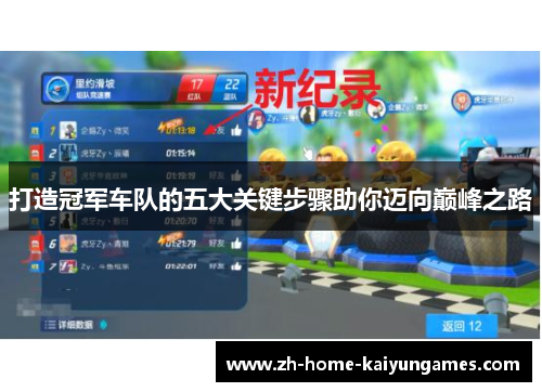 打造冠军车队的五大关键步骤助你迈向巅峰之路