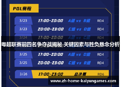 粤超联赛前四名争夺战揭秘 关键因素与胜负悬念分析